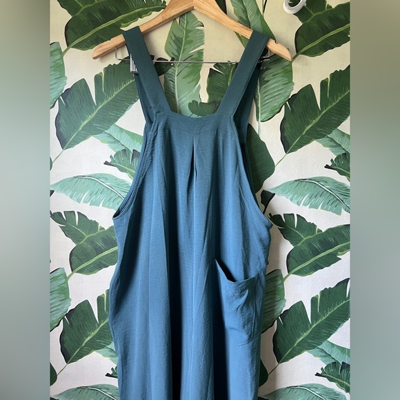Boutique Womens Blue Teal Wide Leg Overall Jumpsuit Medium NWT - Picture 8 of 9